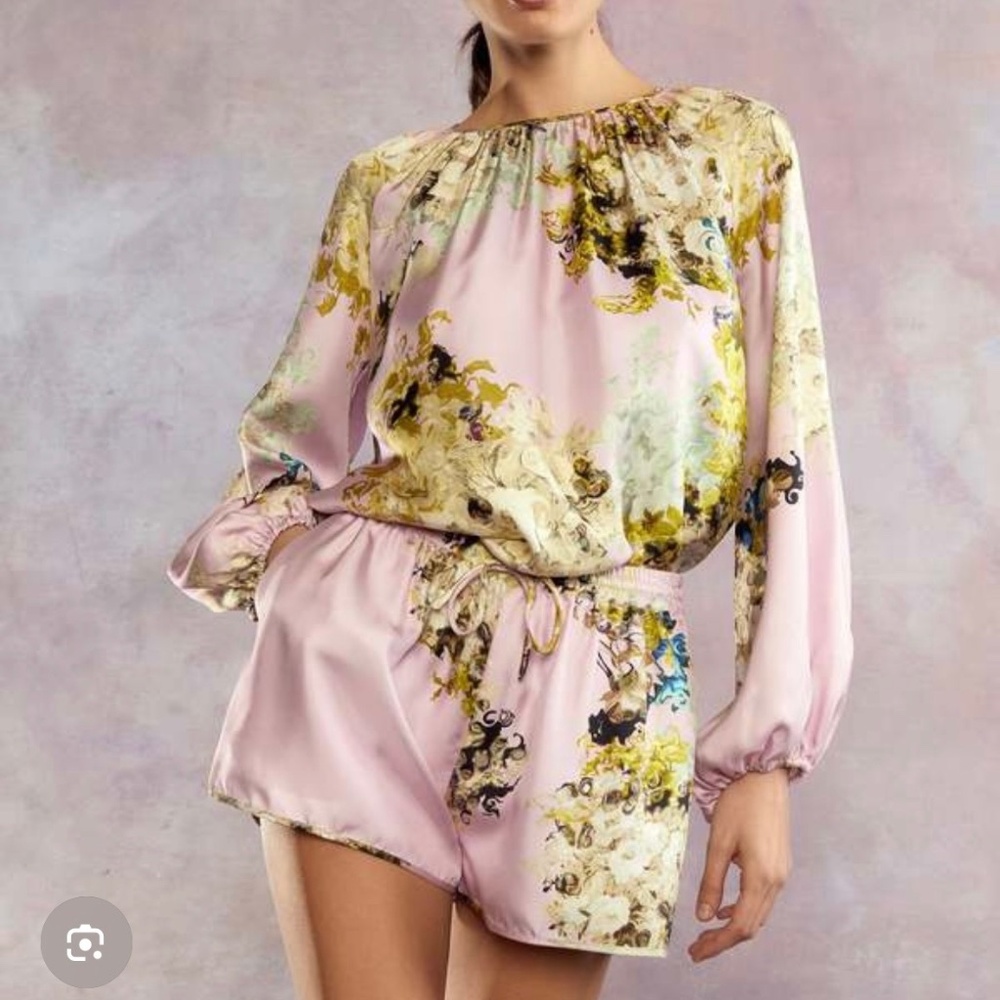 CYNTHIA ROWLEY ALICE SILK BLOUSE IN PINK MULTI - NWT (SIZE XS)